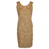 Alberta Ferretti - Robe sans manches « Ribbon » crème et brun clair