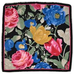 Saldarini (Paris) Bold Multi-Color Abstract Floral Silk Scarf