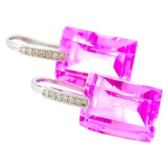 Pink Sapphire Earrings with Solid .925 Sterling Silver