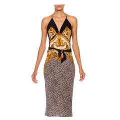 MORPHEW COLLECTION Black Gold Silk Twill Versace Style Print Sagittarius Multi-