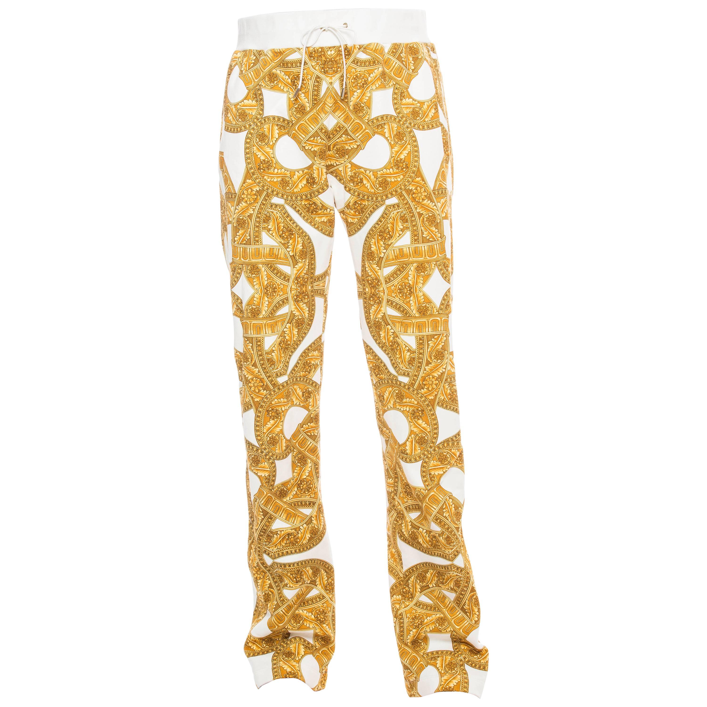 Versace Men's Chain Print Cotton Jogging Trousers For Sale at 1stDibs ...