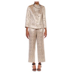 1960S Metallic Silver & Gold Lamé Evening Mod Style Ensemble