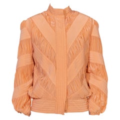 1990er Blush Pink Silk Slashed Inspired Shirred Jacket