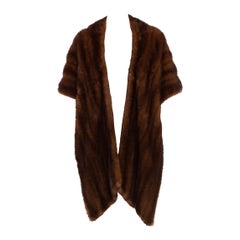 1940S Brown Old Hollywood Glam Mink Shawl