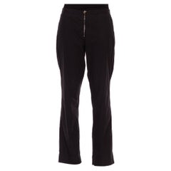 1990S JIL SANDER Black Cotton/Lycra Low Rise Cool Girl Trousers With Zippers