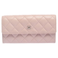 Chanel Light Pink Quilted Leather CC Flap Continental Wallet