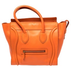 Celine Orange Leather Mini Luggage Tote