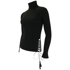 Jean Paul Gaultier Maille Black Sweater with Side Tie