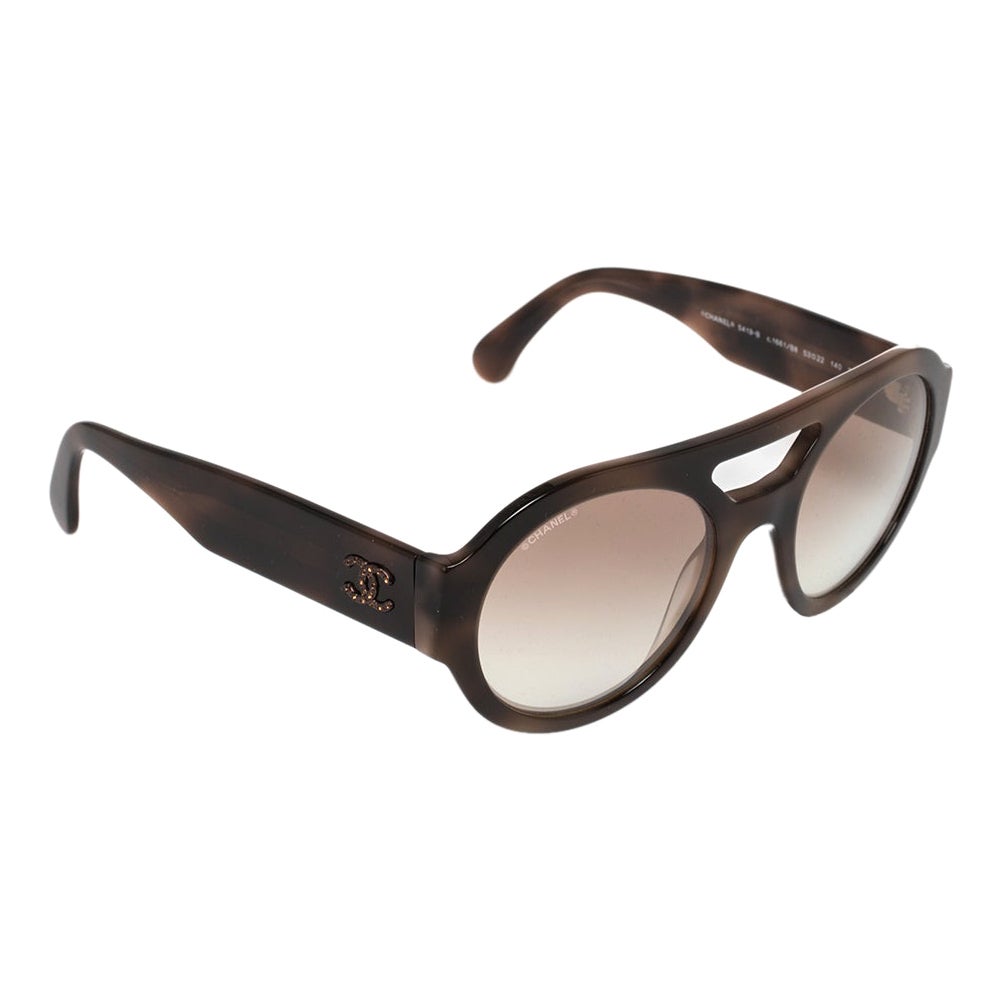 Chanel Brown Acetate Gradient 5419-B Round Sunglasses at 1stDibs
