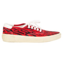 Used SAINT LAURENT Low-Top red balck canvas Sneaker Shoes 37