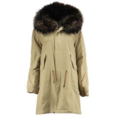 Mr And Mrs Italy Fur Lined Cotton Canvas Parka MEDIUM
