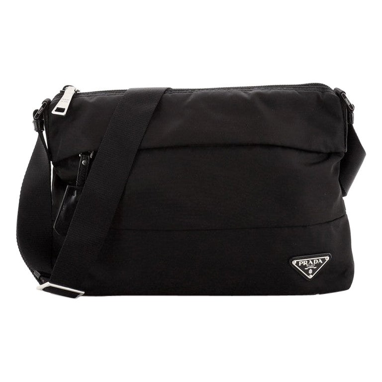 Prada Zip Messenger Bag Horizontal Quilt Tessuto Medium at 1stDibs