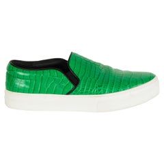 CELINE green croc embossed Slip On Sneaker Shoes 38