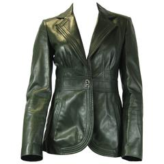 Gucci Forest Green Leather Jacket Size 40