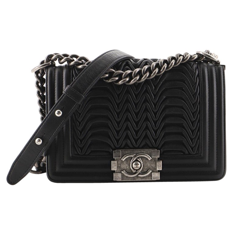 Chanel Boy Flap Bag 3D Pleated Leather Small