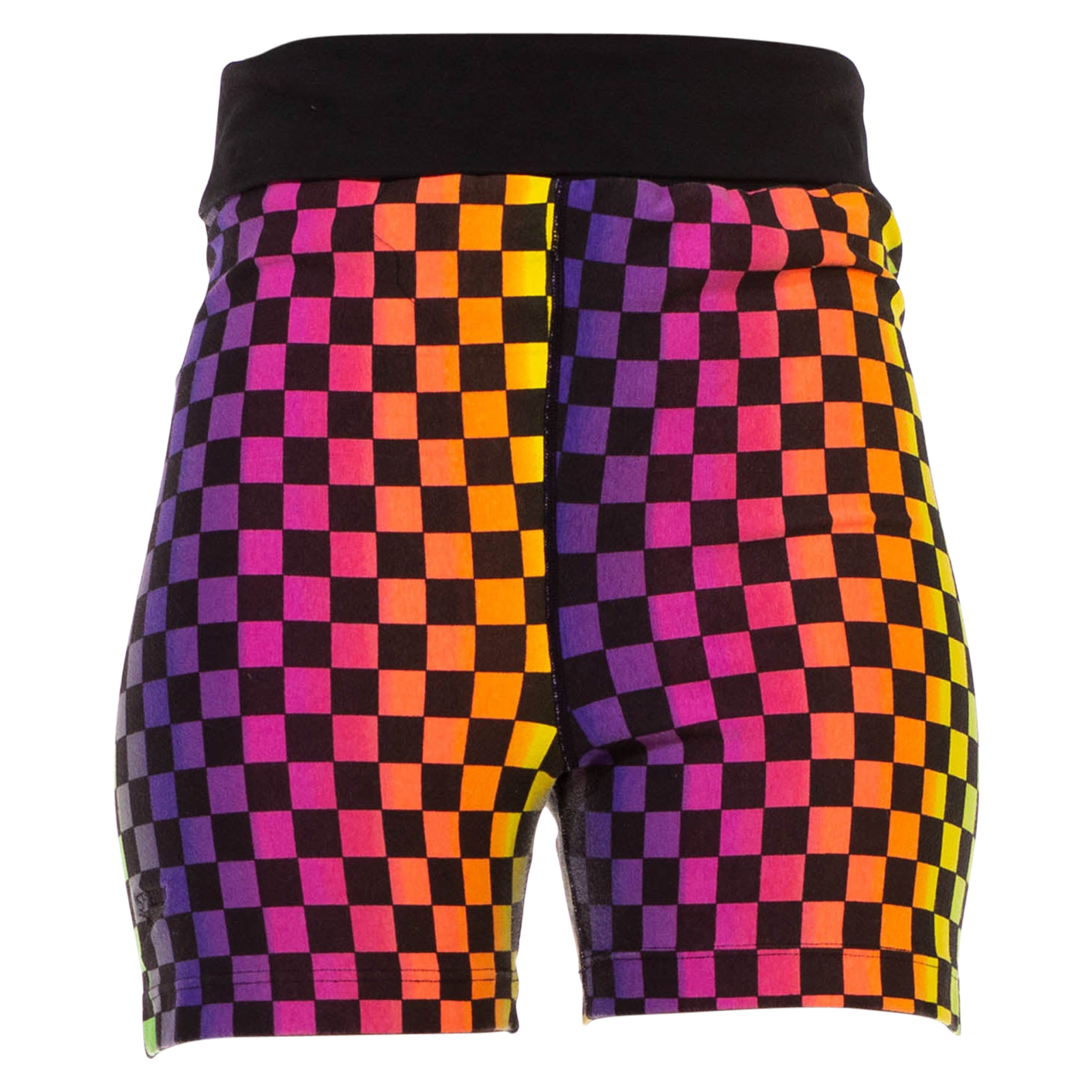 1990S Rainbow Checkered Club Kid Biker Shorts For Sale