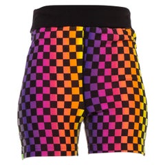 1990S Rainbow Checkered Club Kid Biker Shorts
