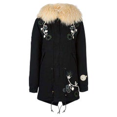 Used Mr And Mrs Italy Embroidered Fur-Trimmed Parka Coat XXSMALL