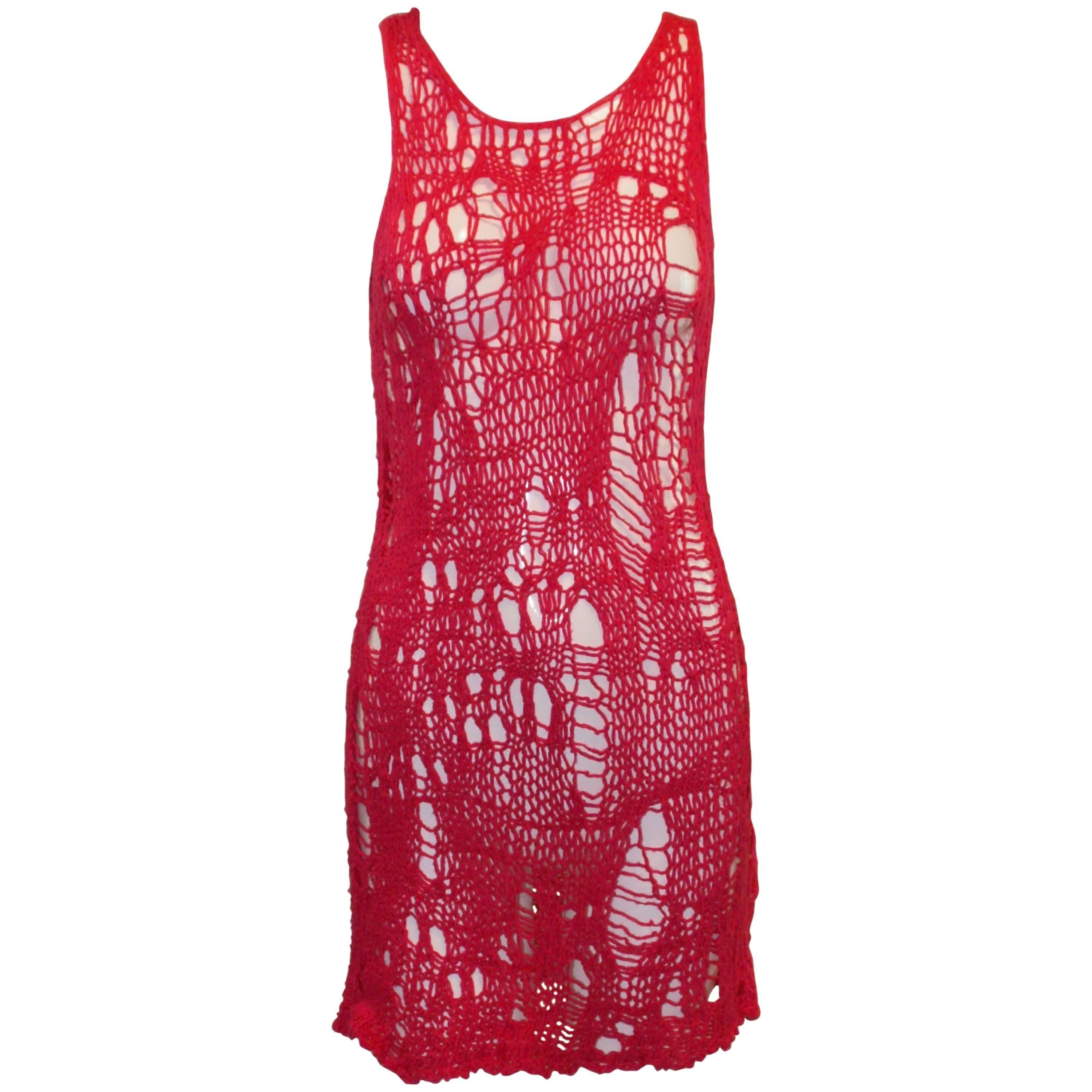 2001 Junya Watanabe Comme Des Garcons Shredded Pink Tank Dress 38