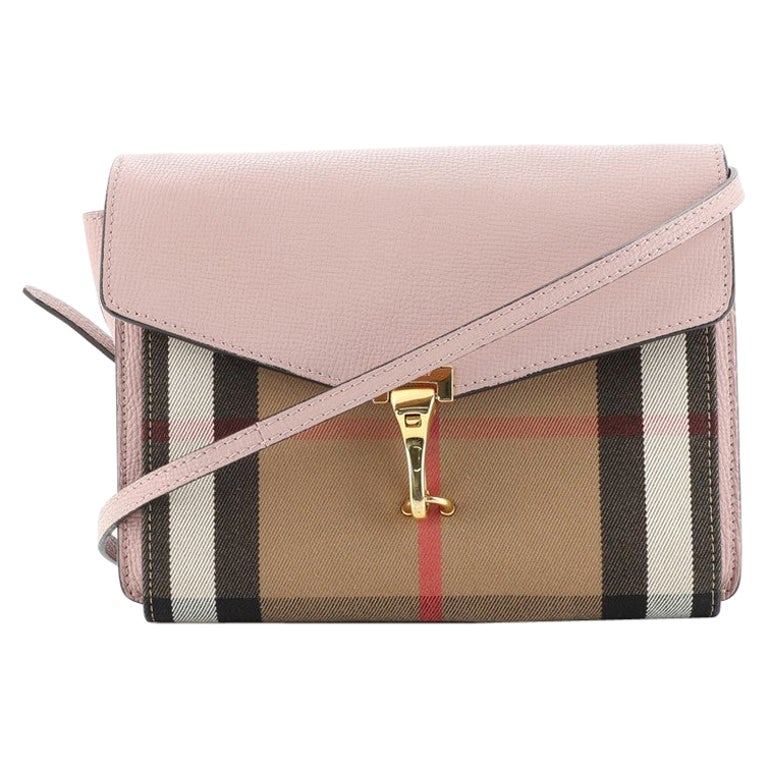 Burberry Macken Crossbody Bag Leather and House Check Canvas Small at  1stDibs