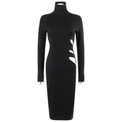 ALEXANDER McQUEEN S/S 1997 “La Poupée” Black Wool Illusion Cutout Cocktail Dress