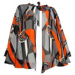 1970's LA MENDOLA Deco-printed silk cape