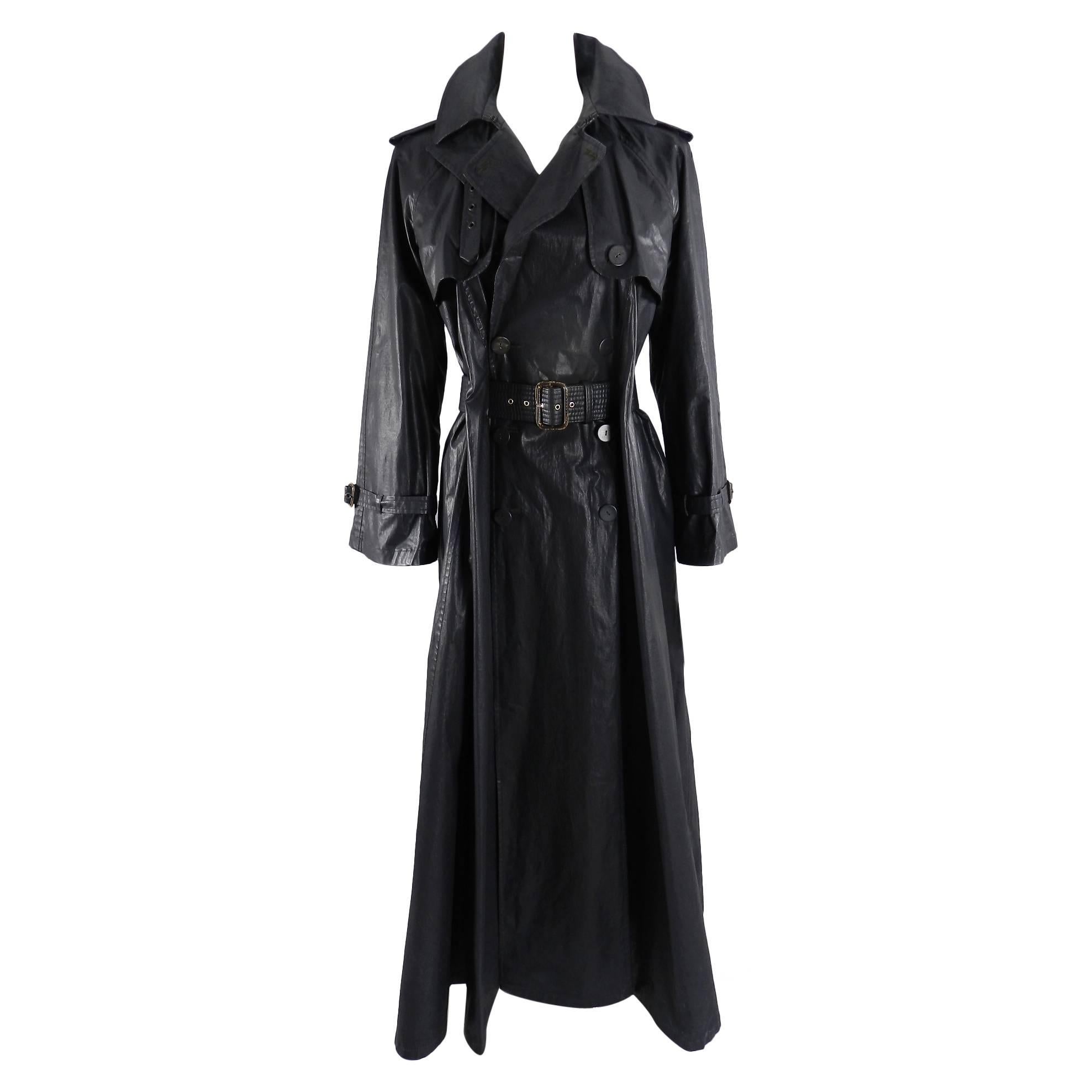 Jean Paul Gaultier Vintage Waxed Canvas Trench Coat For Sale at 1stDibs