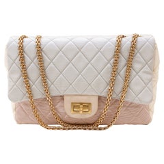 Chanel Pastellfarbene Dreifarbige Stoff-Reissue-Klappentasche 