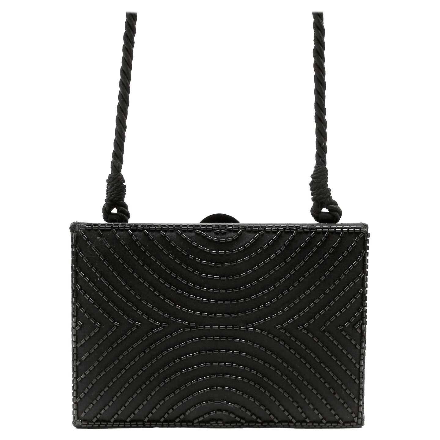 Chanel Black Vintage Beaded Mini Box Evening Bag 