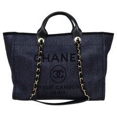 Chanel NEW 2020 Black Mixed Fibers Large Deauville Tote Bag For