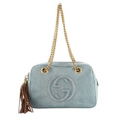 Gucci Soho Chain Zip Shoulder Bag Denim Small