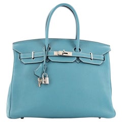 Hermes Birkin Handbag Bleu Jean Togo with Palladium Hardware 35
