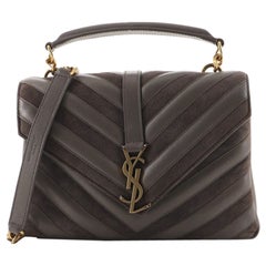 Saint Laurent Classic Monogram College Bag Matelasse Chevron-Leder und Wildleder