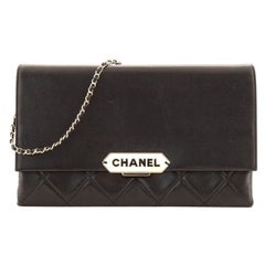 Chanel Retro Label Chain Clutch Quilted Lambskin