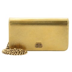 Balenciaga BB Phone Holder Chain Wallet Leather