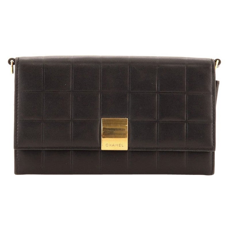 Chanel Chocolate Bar Chain Clutch Quilted Lambskin Small