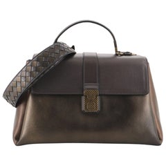 Bottega Veneta Piazza Top Handle Bag Leather with Intrecciato Detail Medi