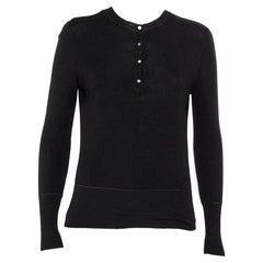 Chanel Black Cashmere & Silk Button Front Sweater M