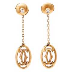 Cartier C De Cartier Diamond 18K Rose Gold Dangle Earrings