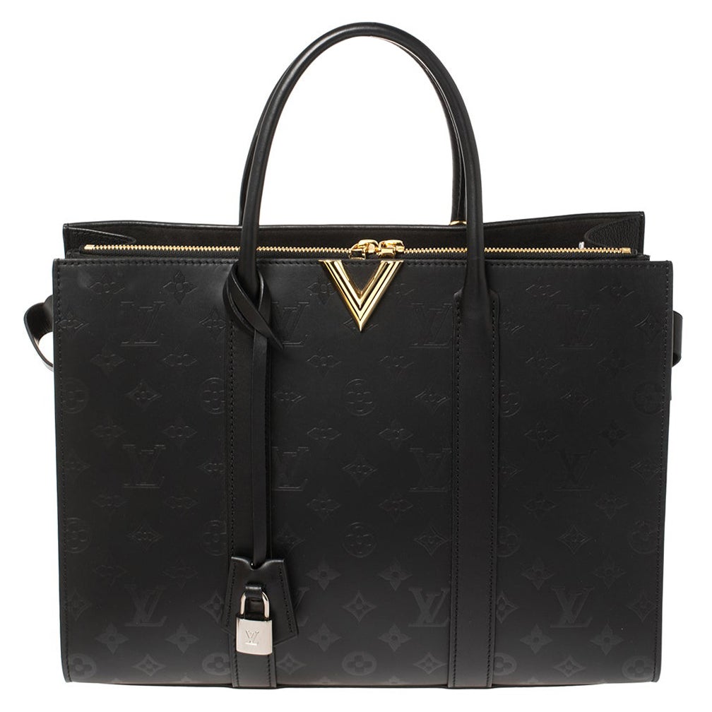 Louis Vuitton, Bags, Louis Vuitton Very Tote Mm Monogram Cuir Plume  Shoulder Bag Noir Black