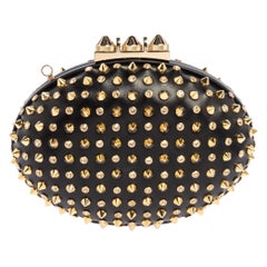 Christian Louboutin Black Leather Spikes Mina Clutch