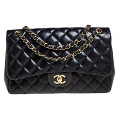 Chanel Black Quilted Leather Jumbo Classic Double Flap Bag