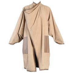 Incredible 1980s Reversible Suede Leather Avant Garde Draped Cape