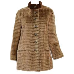 Manteau en fourrure de vison et de castor tondus des années 1960