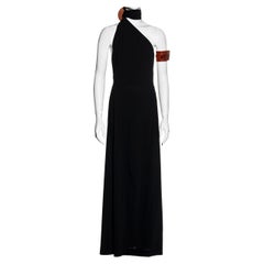 Jean Paul Gaultier Schwarzes Maxikleid mit Neckholder aus Wolle und Leder:: Frühjahr/Sommer 2000
