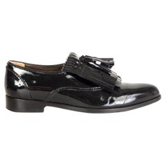 LANVIN black patent leather Tassel Loafer Flat Shoes 38