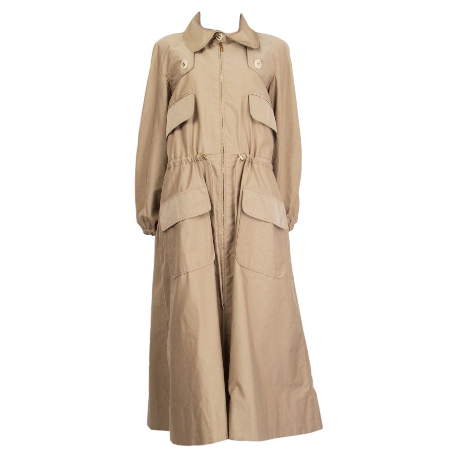 CHANEL 2018 beige cotton Drawstring Trench Coat Jacket 38 S