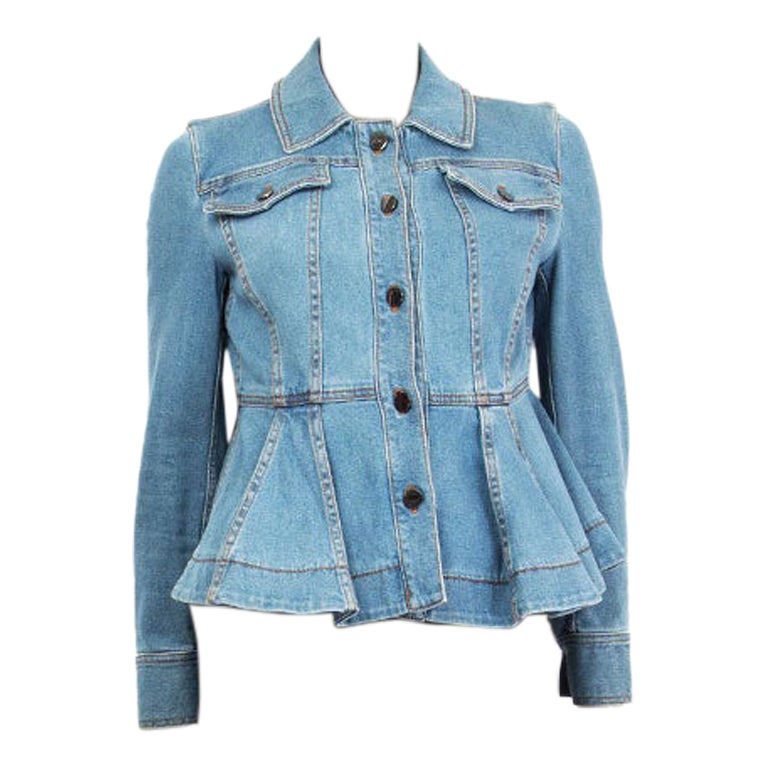FENDI blue denim Peplum Jeans Jacket S For Sale at 1stDibs | denim peplum  jacket, peplum denim jacket