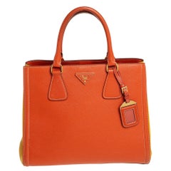 Prada Orange/Yellow Bi Color Saffiano Lux Leather Tote