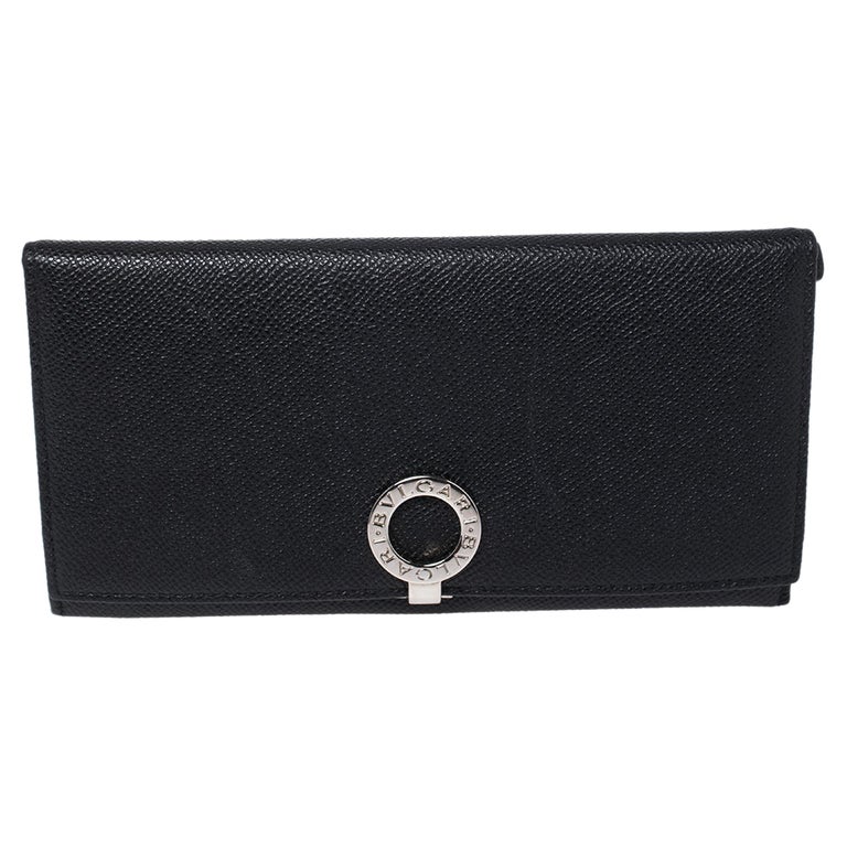 Bvlgari Black Leather Flap Continental Wallet at 1stDibs